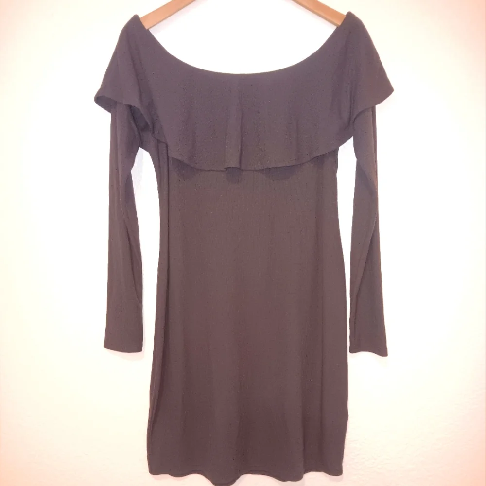 Express Gray Off Shoulder Dress - Picture 1 of 9